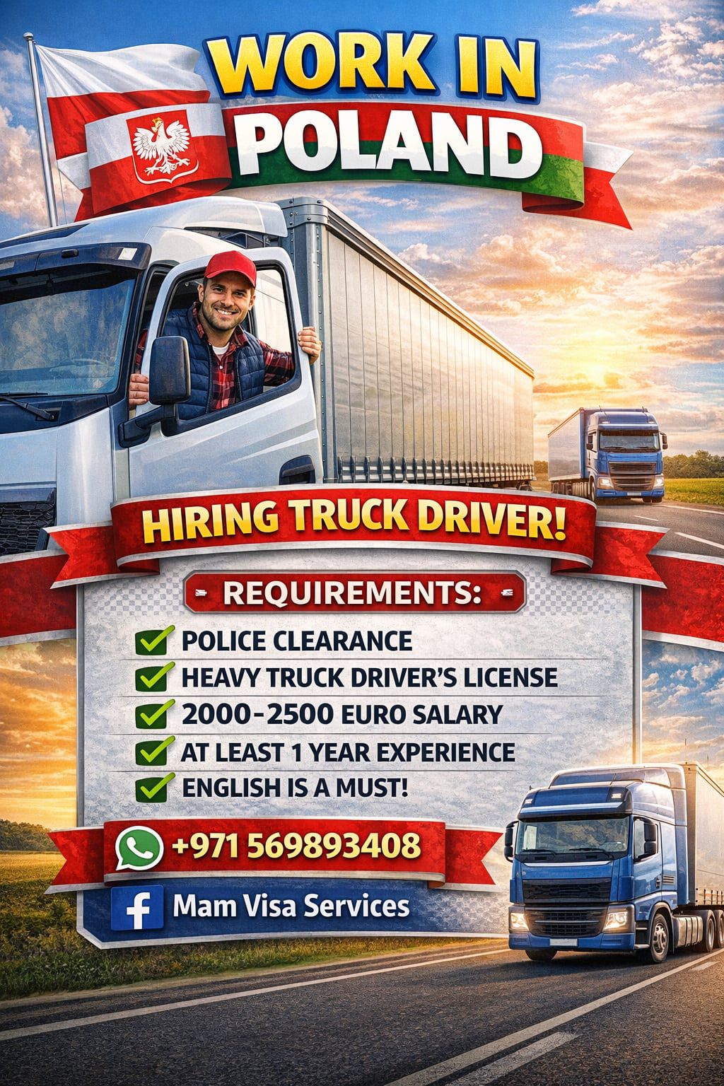 Poland hiring truck driver flyer